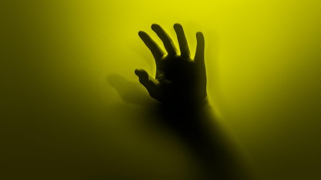  바탕 에 있는 손 의 실루 사람 의 손 의 모양 이 흐릿 하고 초점 이 떨어져 있다