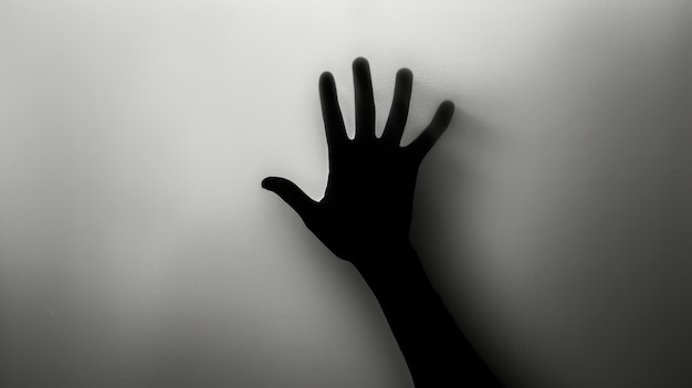 Hand silhouette on white background Blurred human hand shape out of focus