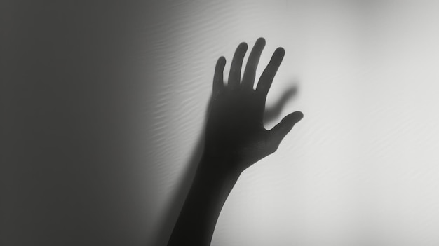 Hand silhouette on white background Blurred human hand shape out of focus