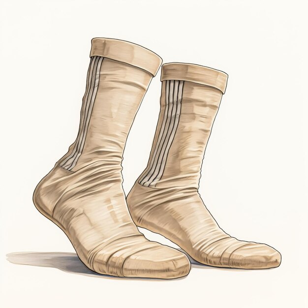 Hand Sketch Of Socks On Taupe Background In Bright Taupe Style
