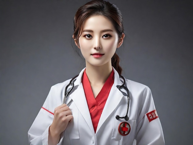 Photo a hand sum female doctor korean