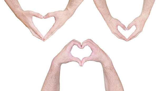 Фото Сердце символа руки изолировано на белом фоне с обтравочным контуром