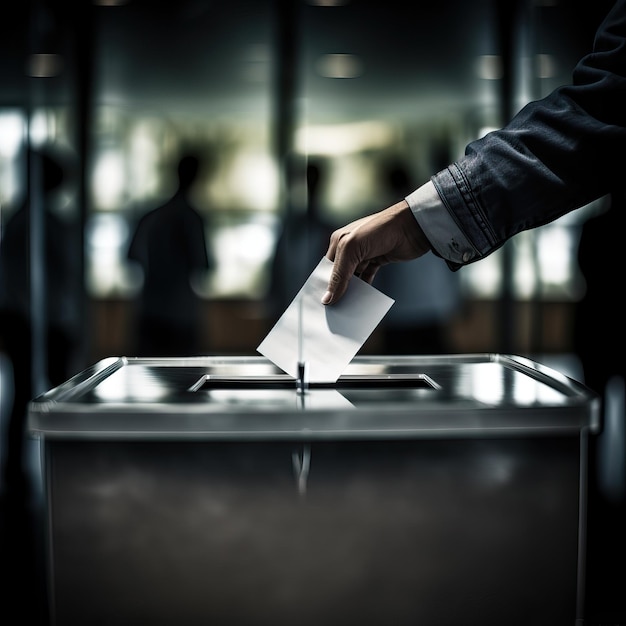Рука бросает бюллетень в избирательную урну высококачественное изображение, сгенерированное ИИ