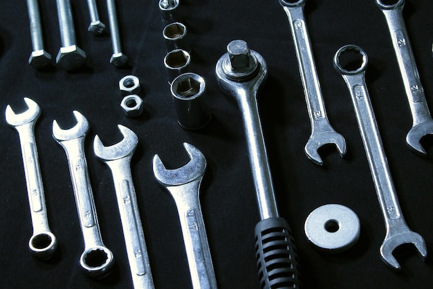 Hand Tools And Mechanics Wrenches Isolated