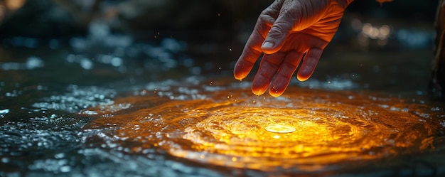 Photo hand tossing a coin into well for good luck background