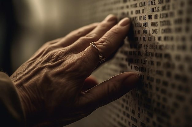 A Hand touching a Memorial wall