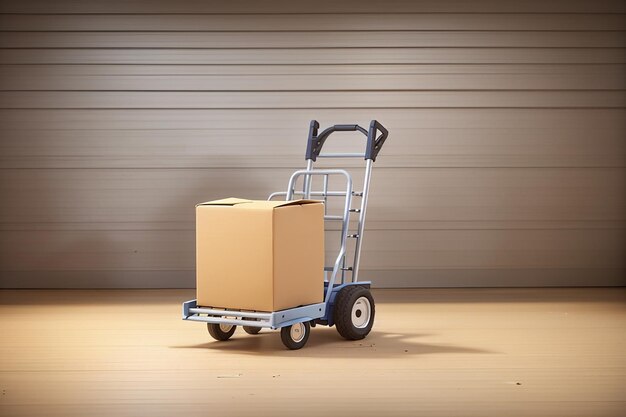 Photo hand truck and carton box stock photo