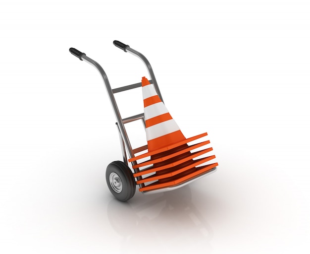 Hand Truck with Traffic Cones