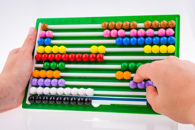 Hand using an abacus