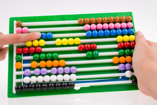 Hand using an abacus