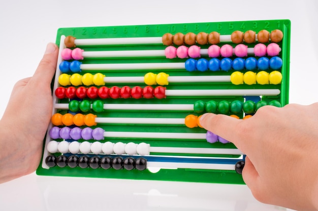 Hand using a color abacus