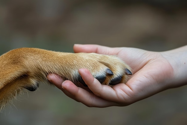 Hand van een vrouw die honden vasthoudt