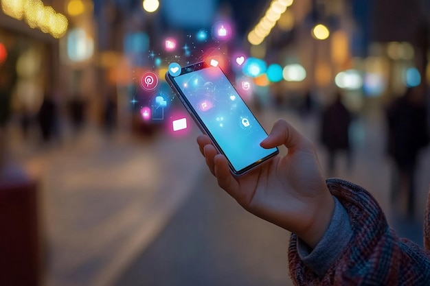 Hand van jonge ondernemers met behulp van smartphones Sociaal media concept