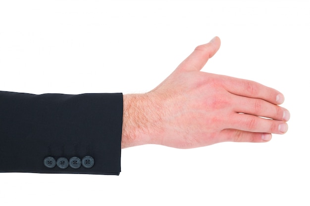 Foto hand van zakenman die handdruk aanbiedt