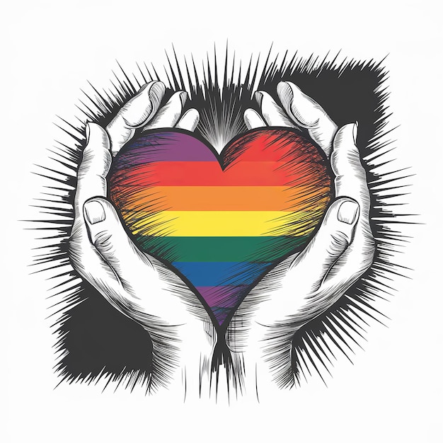 Foto hand vasthouden van een veelkleurig hart voor gay pride pride maand