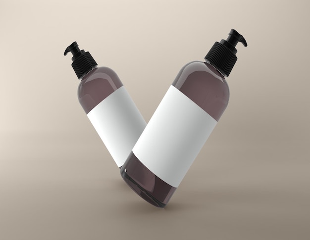 Photo hand wash cosmetics pump bottle 3d rendered illustration