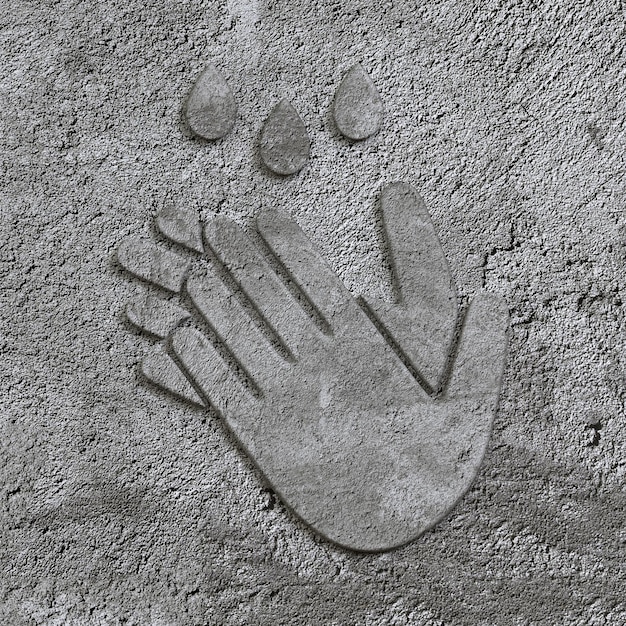 Photo hand washing icon concrete decor 3d illustration