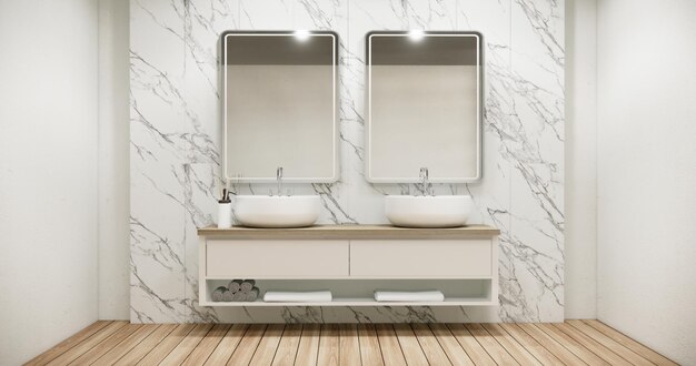 Hand washing sink in the bathroom modern japan style 3d illustration rendering