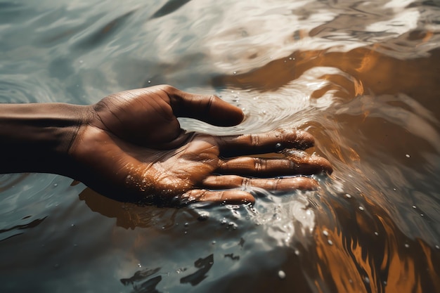 Foto una mano nell'acqua