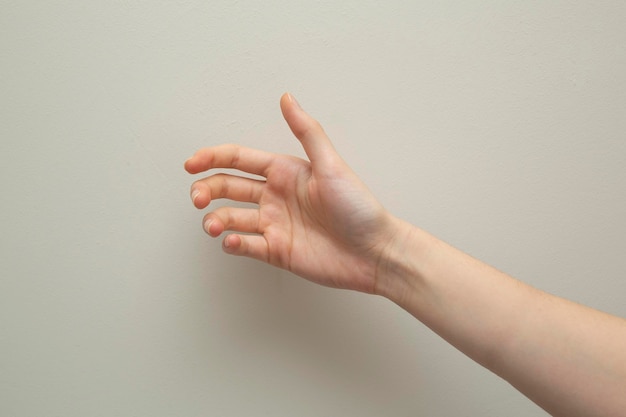 Hand on white background