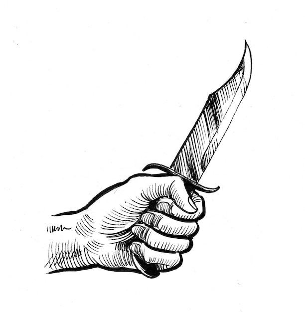 рука с ножом рисунок