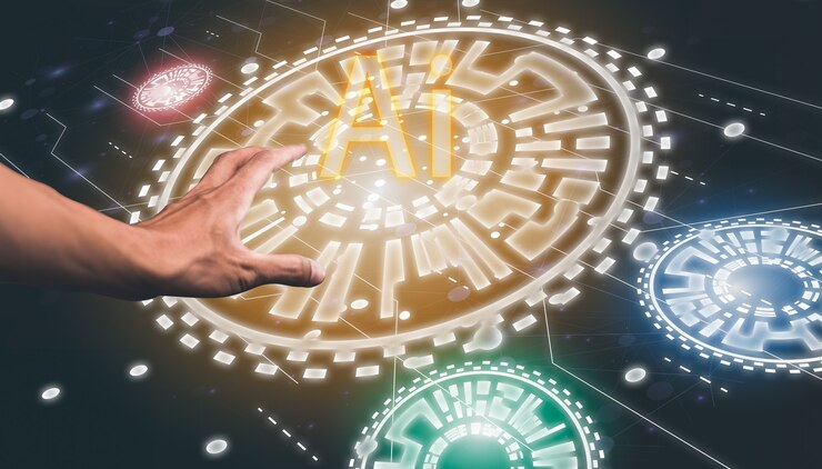 Photo hand with ai electronic chip