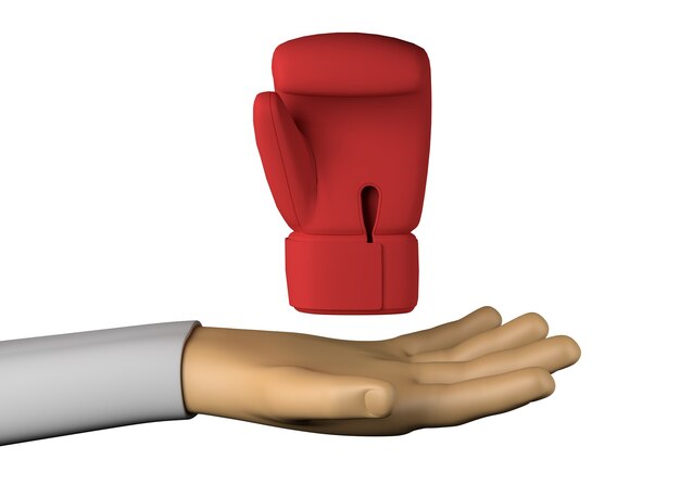 Hand with boxing glove. Fitness, sport. Health. 3d illustration.