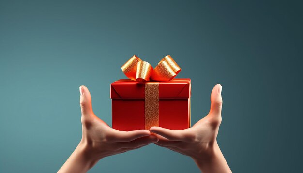 Hand with christmas gift isolated 3d