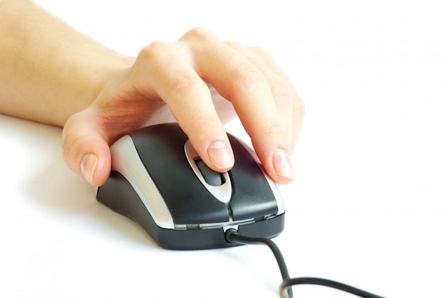 Hand with computer mouse