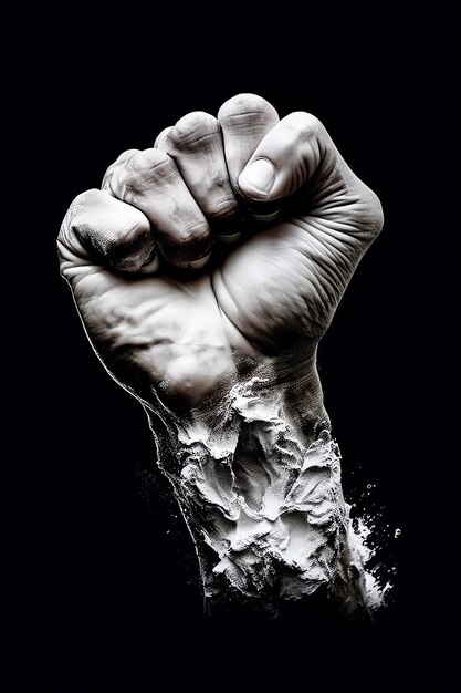 Photo a hand with a fist raised