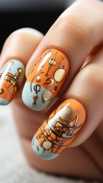 Photo hand with intricate design nail