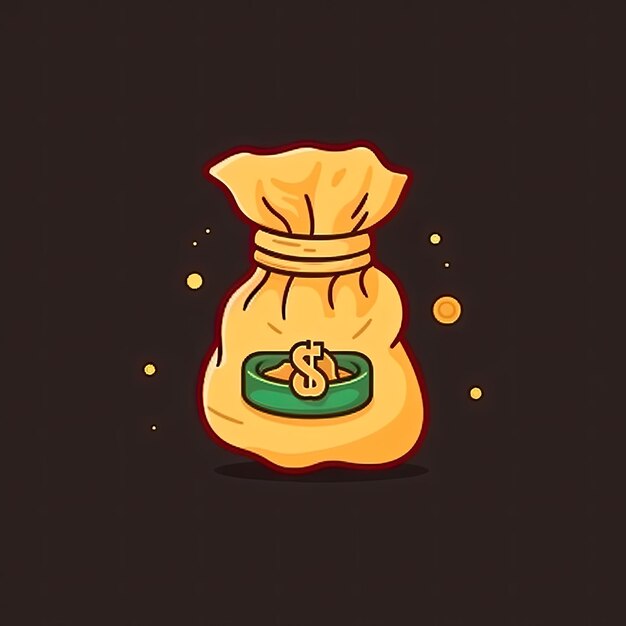 Hand with money bag and gold coin cartoon Vector icon illustration Financial business concept isolat