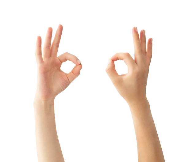 Hand with okay shape clipping path