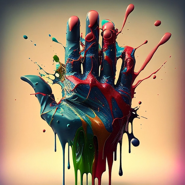 A hand with a paint splatter on it