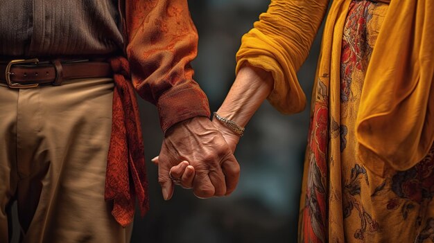 Foto mano con il partner uomo mano tenendo le persone mano stringere cura anziani