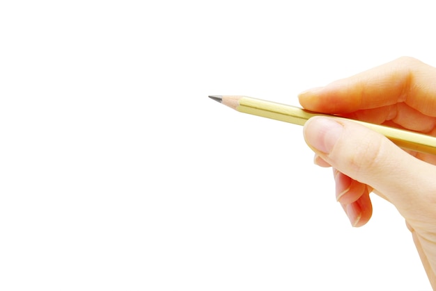 Фото Рука с карандашом, изолированные на белом фоне