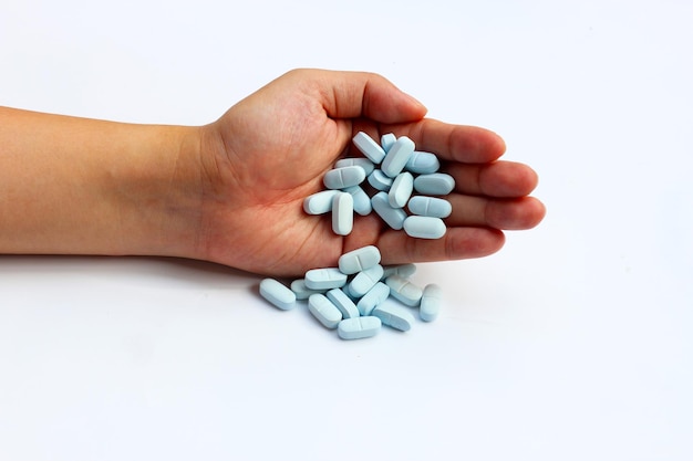 Hand with PrEP pills prep in a pills HIV prevention