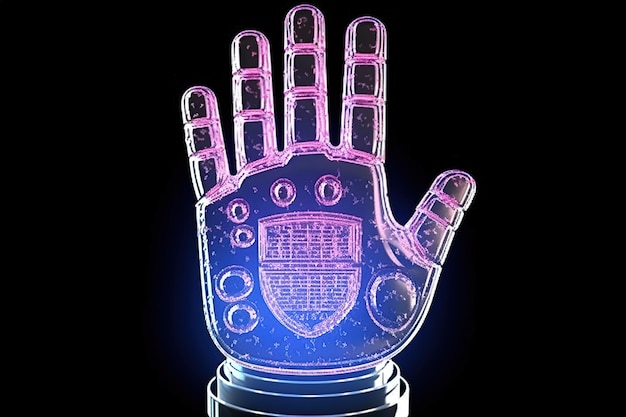 Hand with prints with neon glow