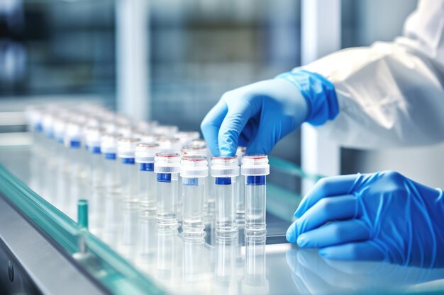 Hand With Sanitary Gloves Checking Medical Vials