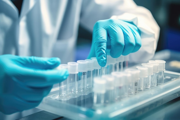 Hand With Sanitary Gloves Checking Medical Vials