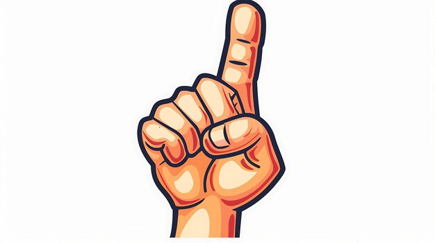 Photo a hand with a single finger pointing upwards the finger is in front of a white background the finger is orange and the background is white