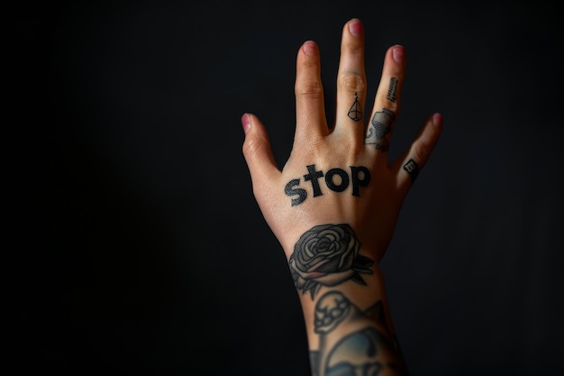 Photo a hand with the word stop written on it