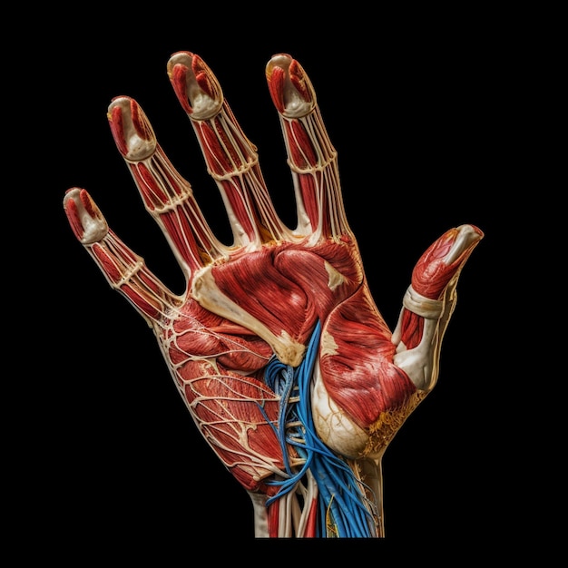 A hand with the wrist and hand labeled'heart '