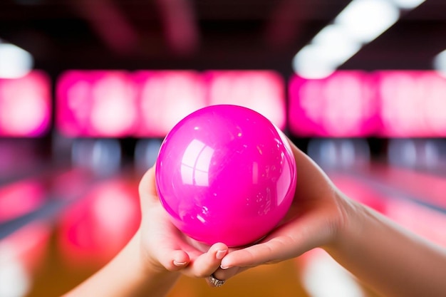 Photo hand of woman lifting bowling ball