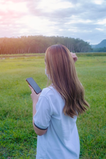 Hand women with smartphone mobile online social network