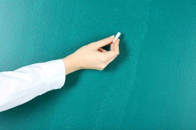 Photo hand writing on blackboard in class room