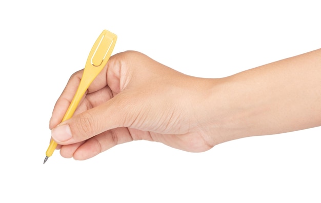 hand writing by a pencil isolated on a white background