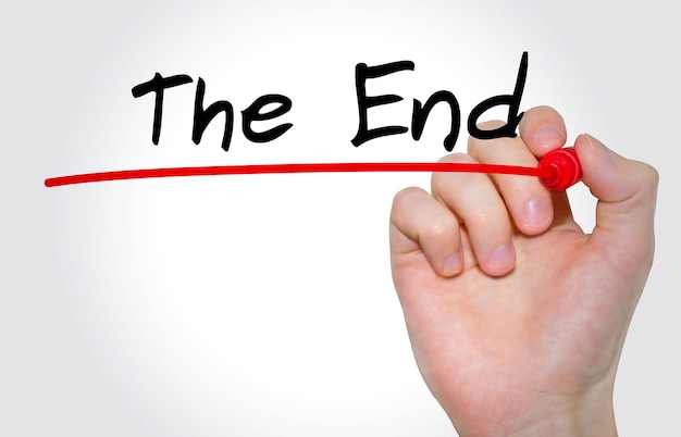 Photo hand writing inscription the end with marker, concept