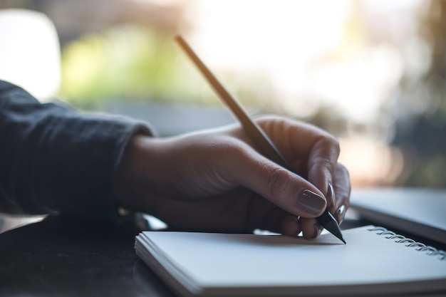 Hand writing on notebook