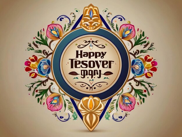 Photo hand written lettering with text happy passover in hebrew and english design elements for jewish